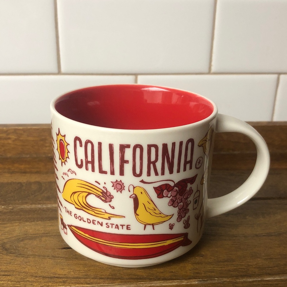 Starbucks California Themed Ceramic Coffee Mug - Red Interior BWD 22 NWT